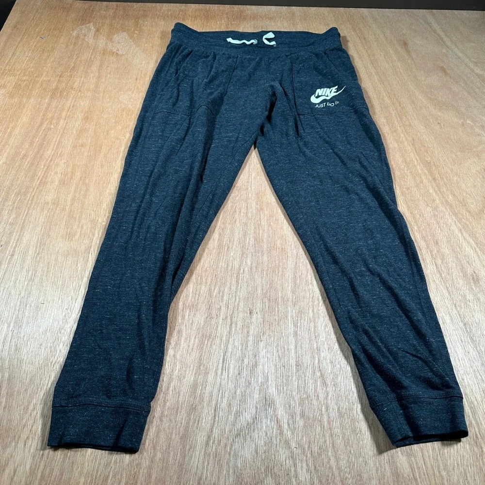 Nike Joggers Women Medium Black Heather Just Do It Gym Sweatpants